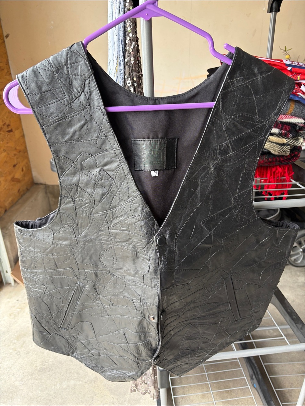 Genuine Leather Quilted Vest with V-Neck